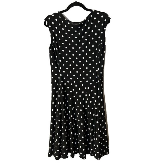 Ralph Lauren Dress 10 Black Polka Dot Washable Stretch Cap Sleeve Career Church - Picture 8 of 8